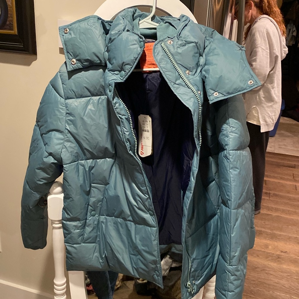J. Crew signature puffer green/teal. Women size M. New with tags.